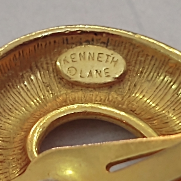 Vintage Kennett Jay Lane Brushed Gold Swirl Earrings - Picture 6 of 6